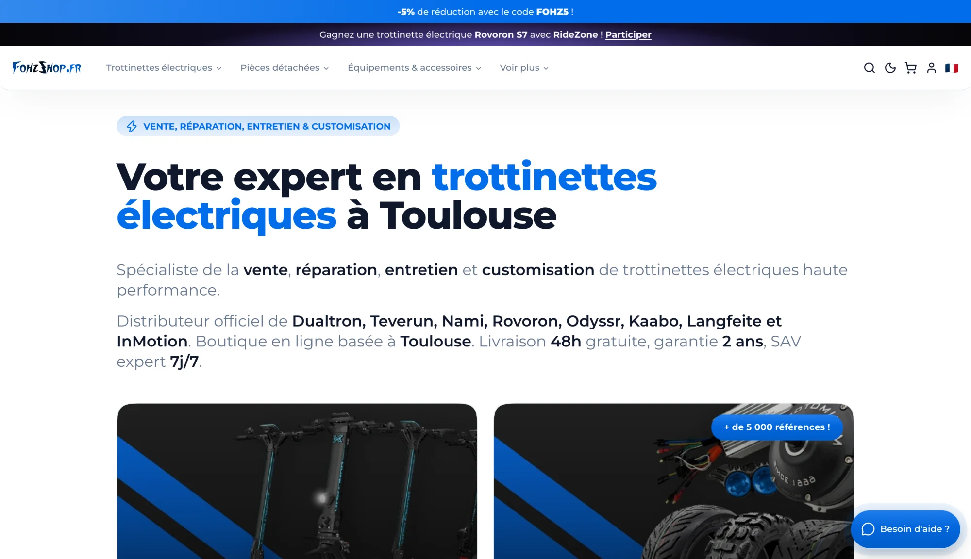 Page d'accueil de fohzshop.fr
