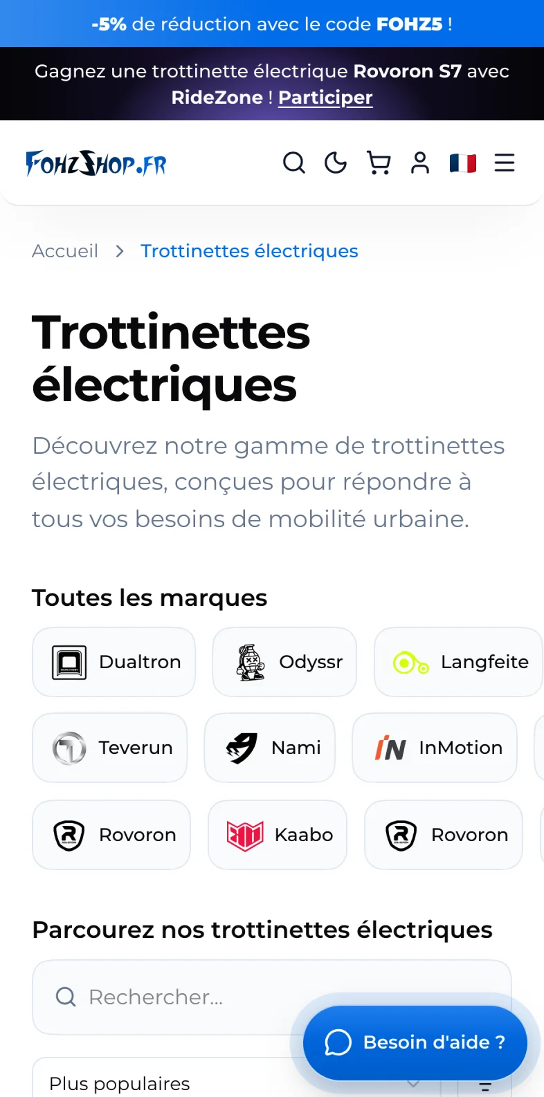 Catalogue sur mobile