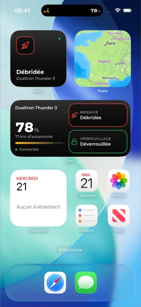 Widgets EyeX sur l'écran d'accueil